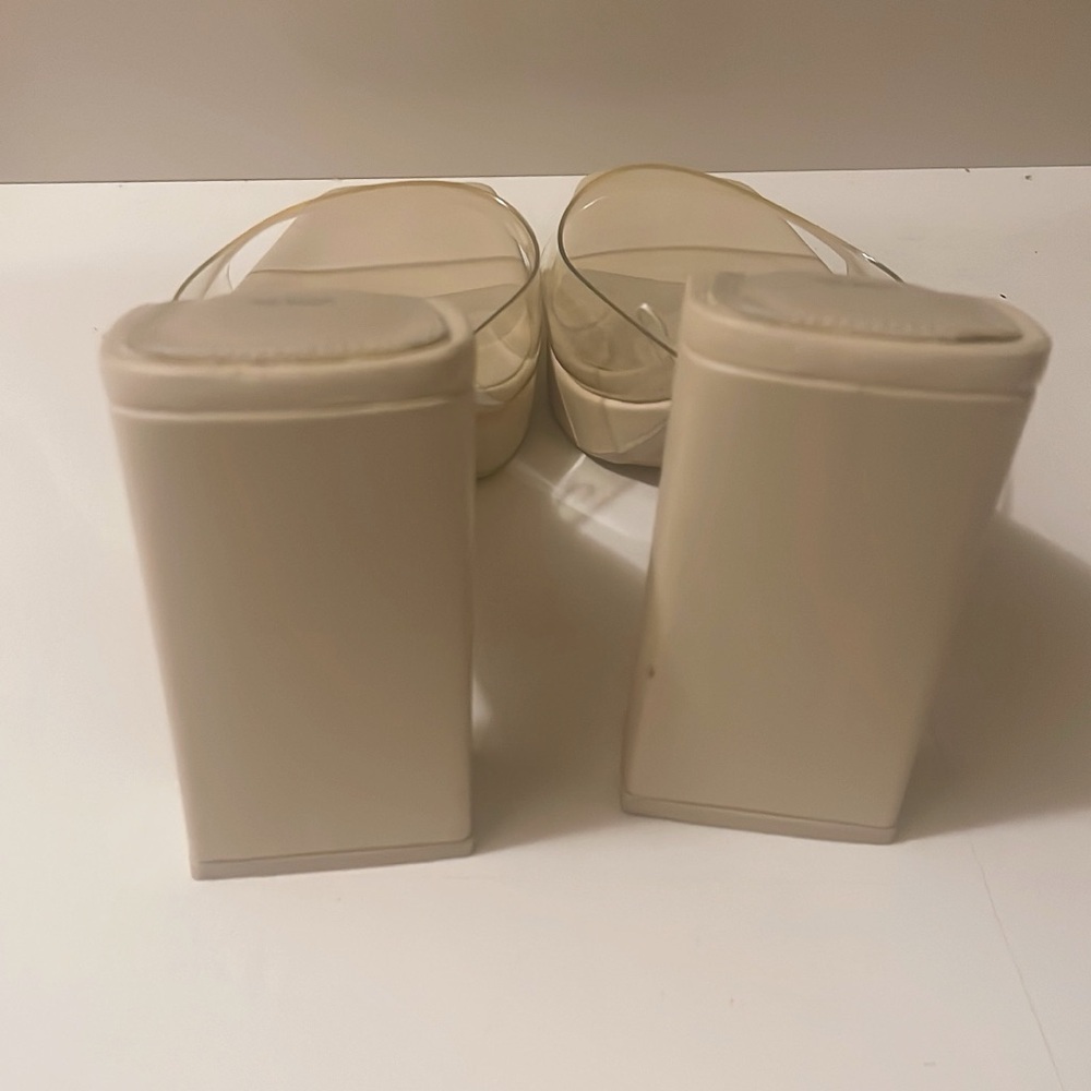 Zara Heels Slip-on Platform Cocktail Ivory Solid Shoes - Picture 5 of 8